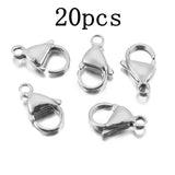 20-30pcs Stainless Steel Lobster Claw Clasps for DIY Jewelry Making