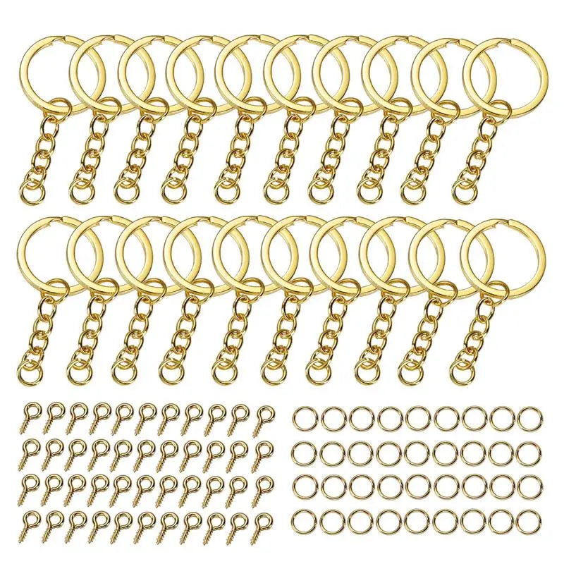 Keychain Jump Rings Screw Eye Pins DIY Epoxy Resin Jewelry Making Accessories