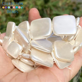 Natural Electroplating Shell Beads Square Spacer Loose Beads Jewelry Making