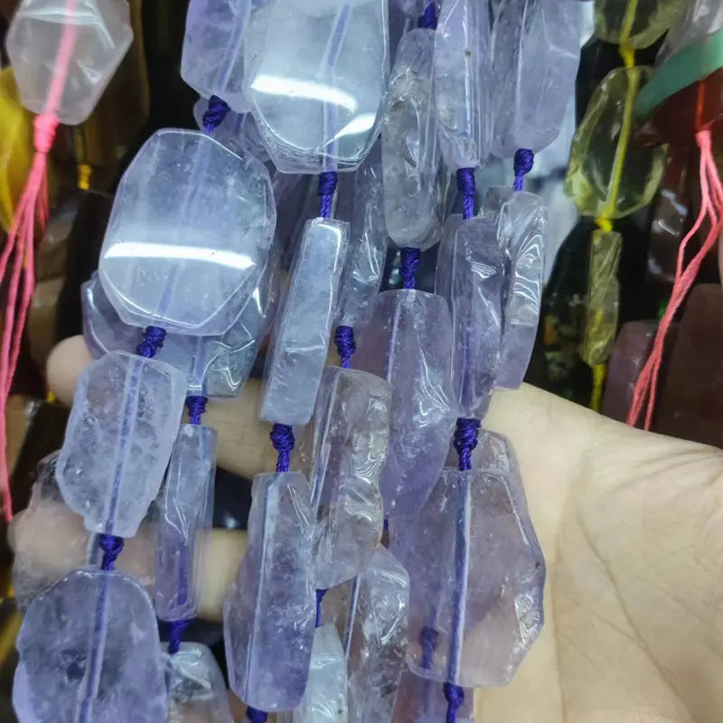 Natural Light Amethysts Crystal Stone Irregular Shape Loose Beads