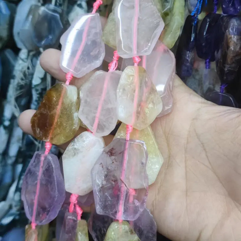 Natural Multicolor Crystal Stone Loose Beads DIY Jewelry Accessories