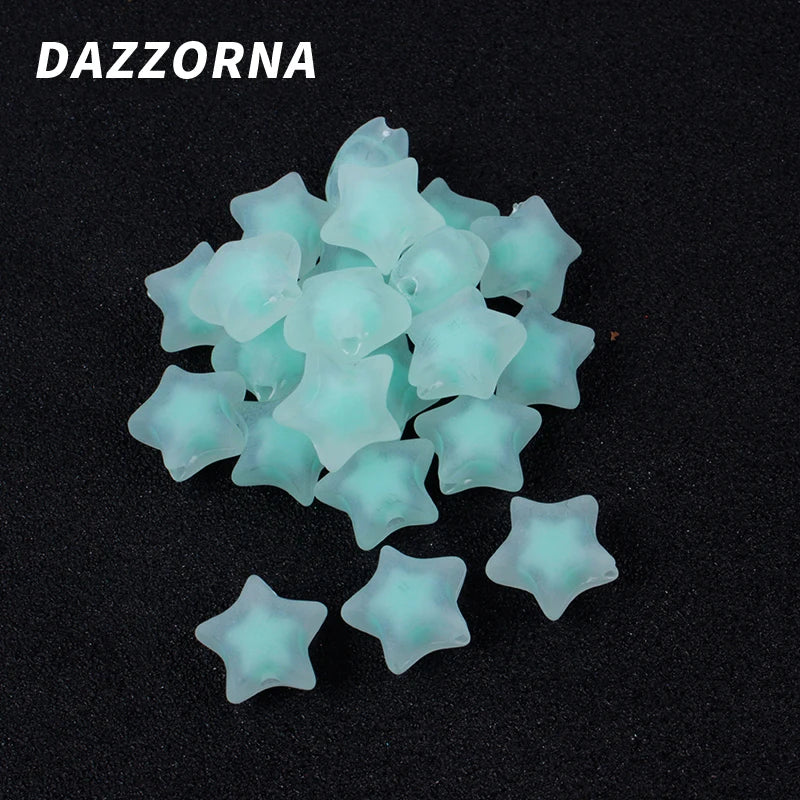 70Pcs 14mm Acrylic Spaced Beads Transparent Pentagram Shape For Bracelet DIY