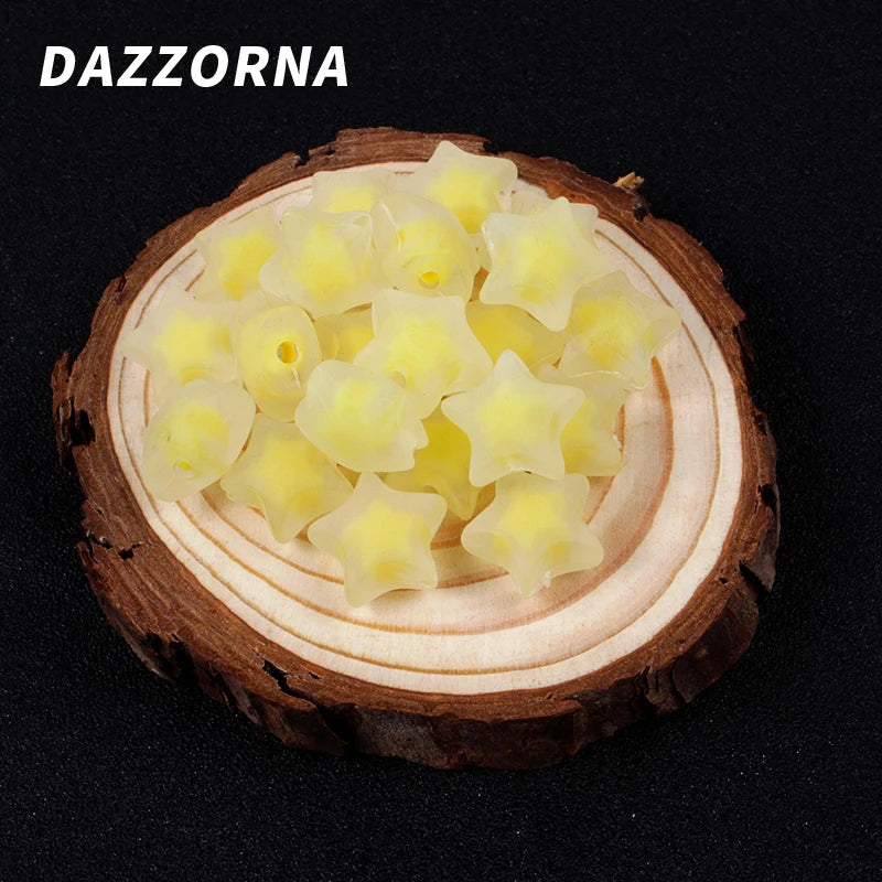 70Pcs 14mm Acrylic Spaced Beads Transparent Pentagram Shape For Bracelet DIY