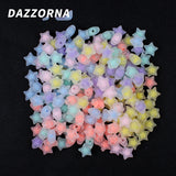 70Pcs 14mm Acrylic Spaced Beads Transparent Pentagram Shape For Bracelet DIY