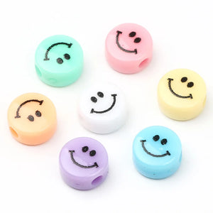 Colorful Resin Beads Smiley Loose Spacer Beads Jewelry Making DIY Earrings