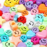 Colorful Resin Beads Smiley Loose Spacer Beads Jewelry Making DIY Earrings