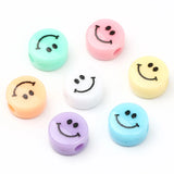 Colorful Resin Beads Smiley Loose Spacer Beads Jewelry Making DIY Earrings