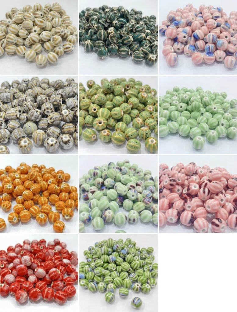 20/40Pcs 11MM Ceramic Men Bracelet Spacer Beads Multicolor Irregular Round
