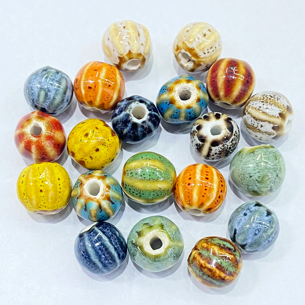 20/40Pcs 11MM Ceramic Men Bracelet Spacer Beads Multicolor Irregular Round