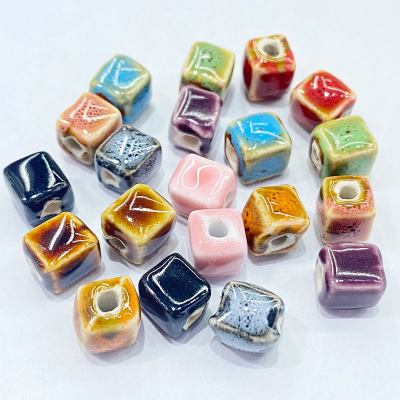 36 Colors 8MM Cube Ceramic Spacer Beads Jewelry Making DIY Porcelain