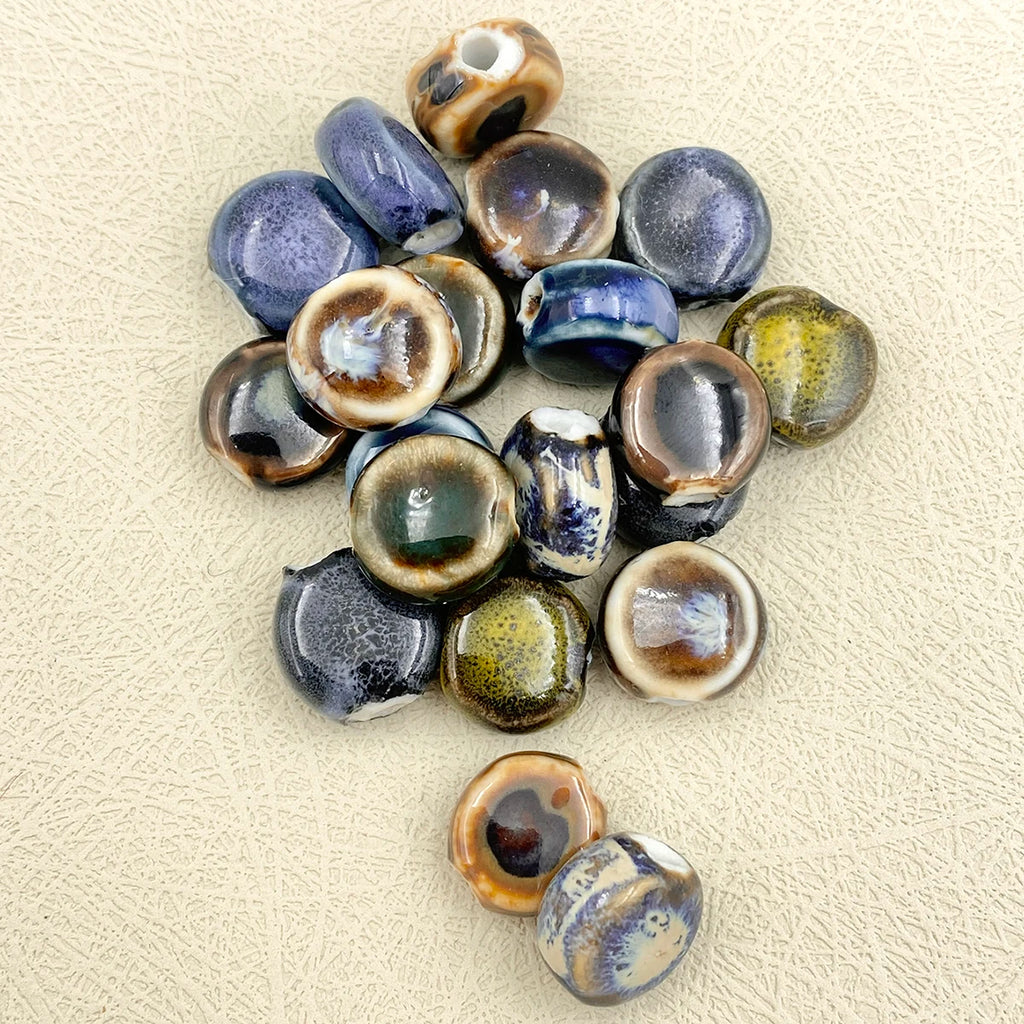20/40pcs 11*6MM Ceramic Porcelain Spacer Beads Abstract Colors Jewelry Making