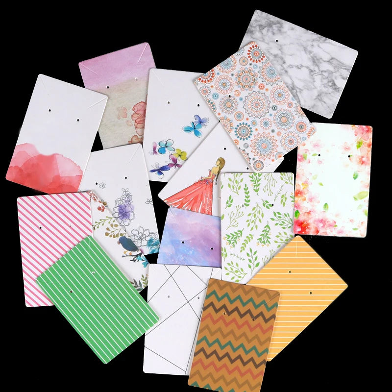 20/40pcs 6x9cm Earring and Necklace Display Cards Colorful Cardboard Package
