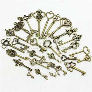 30pcs Assorted Key Charms Pendants for DIY Jewelry Making