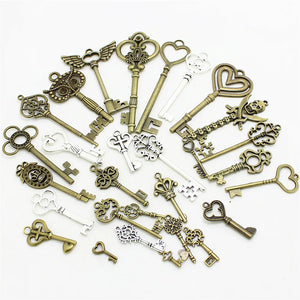 30pcs Assorted Key Charms Pendants for DIY Jewelry Making