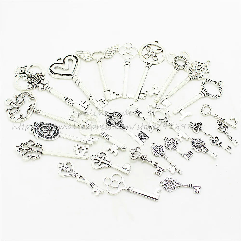 30pcs Assorted Key Charms Pendants for DIY Jewelry Making