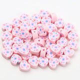 Pink Sunflower Heart Polymer Clay Beads for DIY Jewelry Making