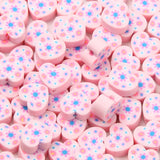 Pink Sunflower Heart Polymer Clay Beads for DIY Jewelry Making