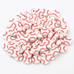 10mm Polymer Clay Baseball Loose Beads Jewelry Making DIY Supplies
