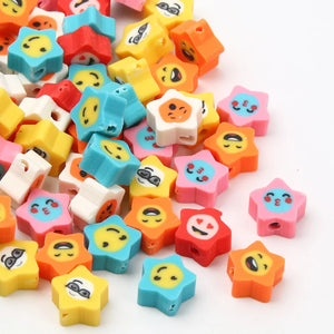 10mm Star Shape Smiley Beads Polymer Clay Beads For Jewelry Making