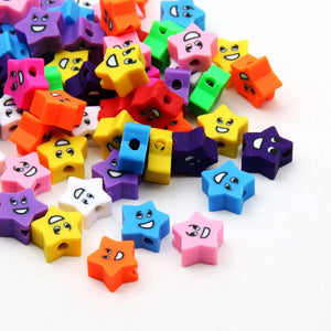 9mm Smile Face Star Beads Polymer Clay Spacer Beads for Jewelry Making