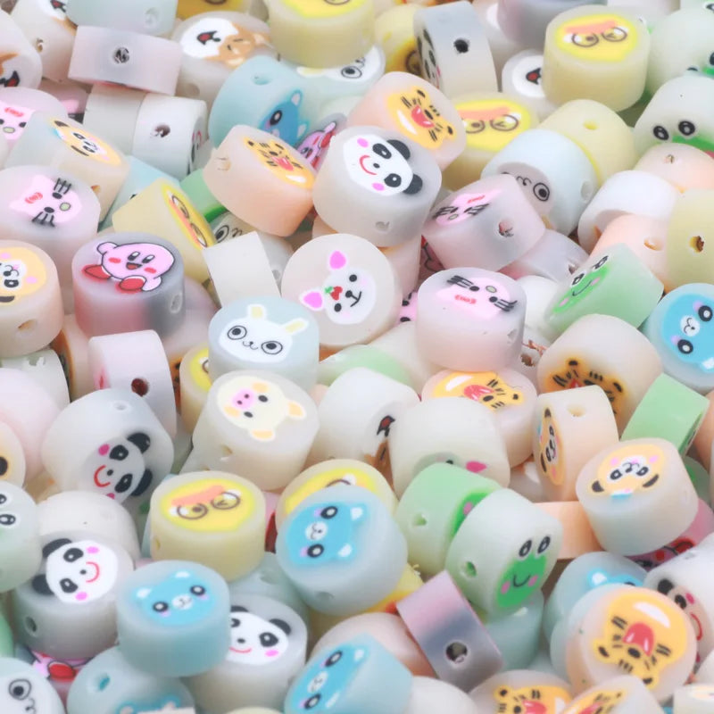 9mm Mixed Animals Polymer Clay Beads for DIY Jewelry Making