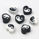 Tai Chi Polymer Clay Spacer Beads Yin Yang Heart Beads for Jewelry Making