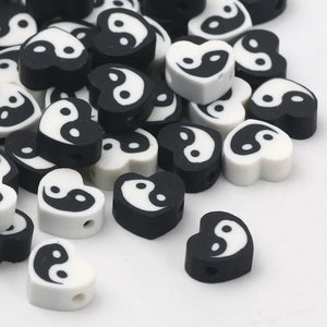 Tai Chi Polymer Clay Spacer Beads Yin Yang Heart Beads for Jewelry Making