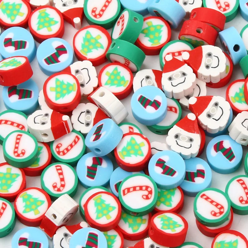 Cartoon Christmas Clay Spacer Beads DIY Jewelry Making Xmas Decoration