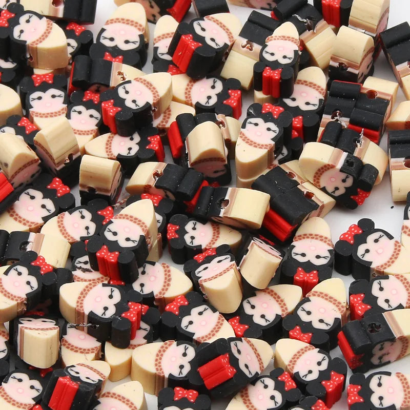 Cartoon Mouse Polymer Clay Beads for DIY Jewelry Making