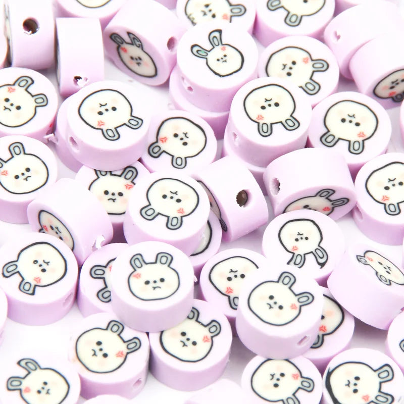 Cartoon Rabbit Clay Beads for Jewelry Making DIY Bracelet Necklace