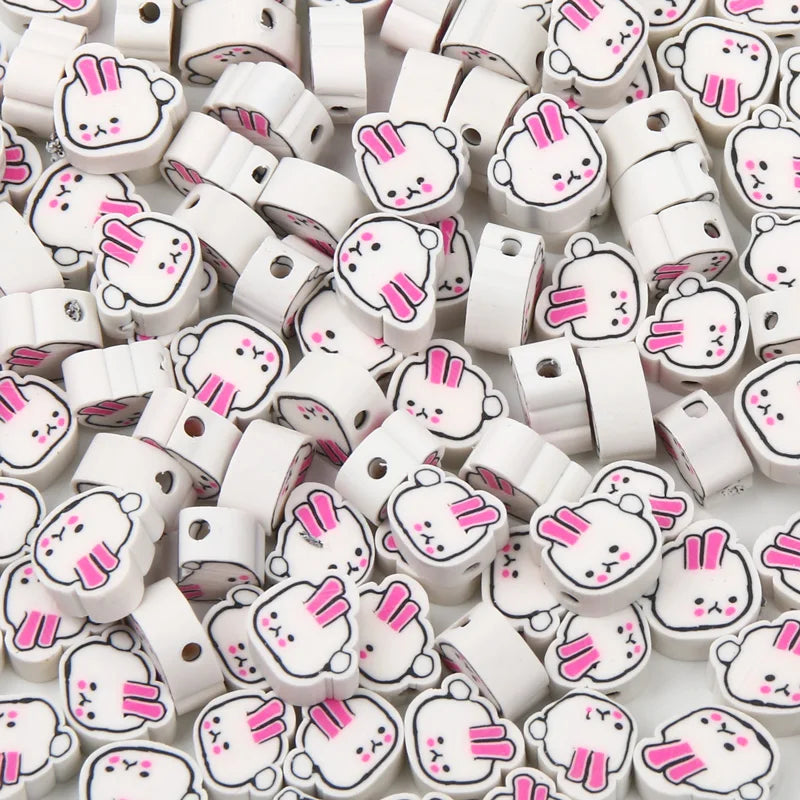 Polymer Clay Rabbit Head Beads for Kids Jewelry Making