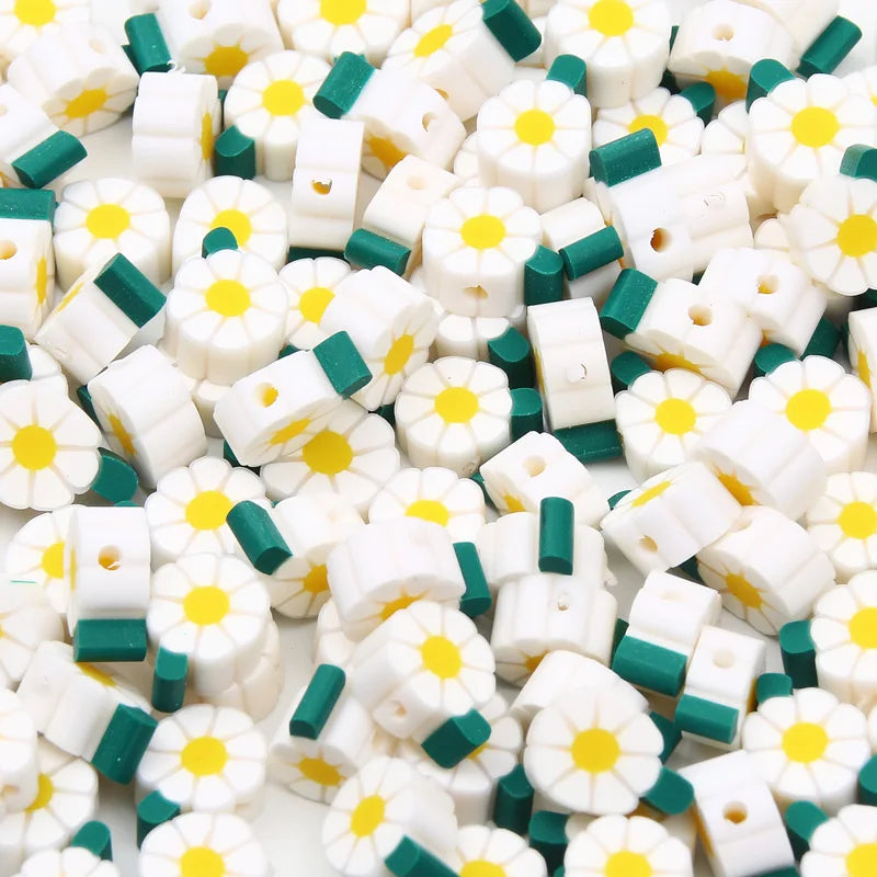 Daisy Polymer Clay Beads Flower Spacer Beads for Jewelry Making DIY