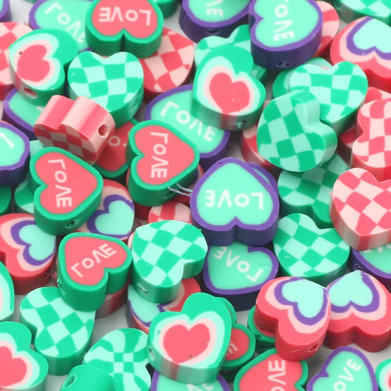 Green Polymer Clay Beads Flower Smile Eyes Chick for Jewelry Making