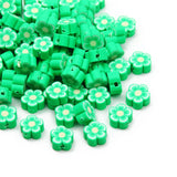 Green Polymer Clay Beads Flower Smile Eyes Chick for Jewelry Making