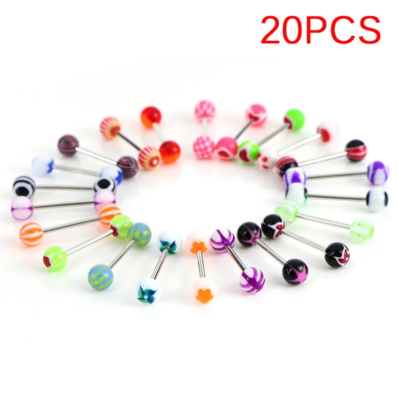 Mixed Colors Tongue Tounge Rings Bars Barbell Tongue Piercing Body Jewelry