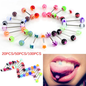 Mixed Colors Tongue Tounge Rings Bars Barbell Tongue Piercing Body Jewelry