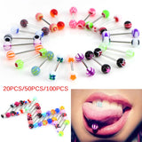 Mixed Colors Tongue Tounge Rings Bars Barbell Tongue Piercing Body Jewelry