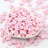 Pink Polymer Clay Beads Flower Chick Smile Eyes Jewelry Making DIY