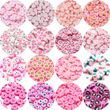 Pink Polymer Clay Beads Flower Chick Smile Eyes Jewelry Making DIY