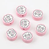 Pink Sheep Polymer Clay Beads Round Spacer DIY Jewelry Making Supplies