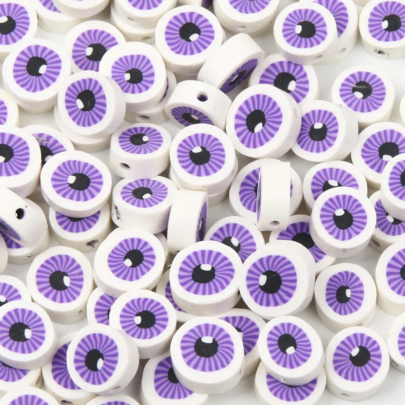 Purple Eyes Clay Beads Jewelry Making DIY Supplies