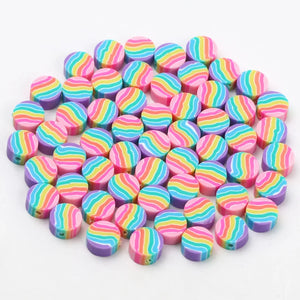 Rainbow Flower Polymer Clay Beads for Jewelry Making DIY Accessories