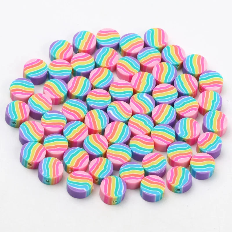 Rainbow Flower Polymer Clay Beads for Jewelry Making DIY Accessories
