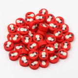 Red Christmas Snowman Clay Beads Polymer Clay Loose Spacer Beads