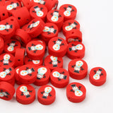 Red Christmas Snowman Clay Beads Polymer Clay Loose Spacer Beads