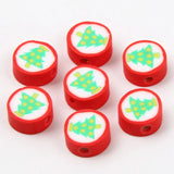 Red Christmas Tree Clay Spacer Beads for DIY Jewelry Making Xmas Decoration