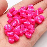 Rose Red Love Heart Polymer Clay Beads for Jewelry Making Diy
