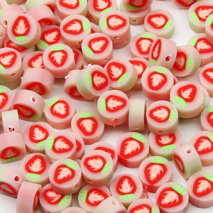 Strawberry Polymer Clay Beads for Jewelry Making