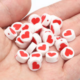 Red Heart Polymer Clay Beads for Jewelry Making DIY Bracelets