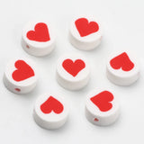 Red Heart Polymer Clay Beads for Jewelry Making DIY Bracelets